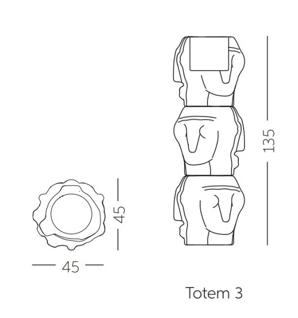 Кашпо пластиковое светящееся Threebu Totem Pot 3 Lighting белый 450х450х1350 мм