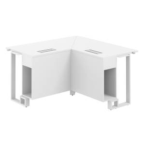 SP.0115.WH.WH.WH / Модуль угловой 1200х1200х750 / столешница:белый, подстолье:белый, металлокаркас:белый, лючок:серый