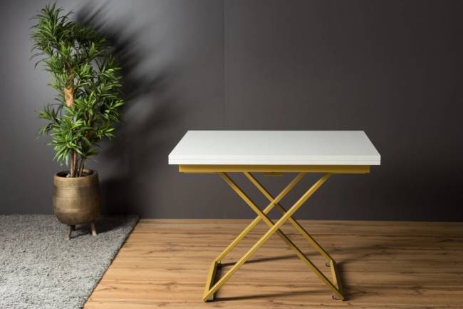Стол трансформер Левмар Compact G15/S90 (белый глянец/золото) Стол трансформер Левмар Compact G15/S90 (белый глянец/золото)