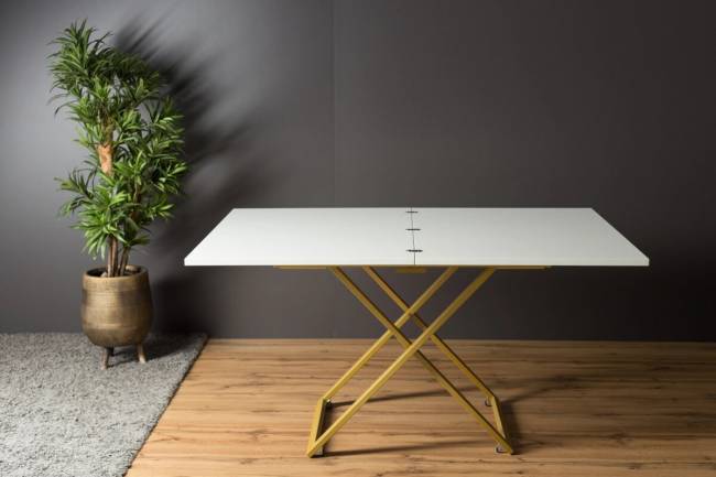 Стол трансформер Левмар Compact G15/S90 (белый глянец/золото) Стол трансформер Левмар Compact G15/S90 (белый глянец/золото)