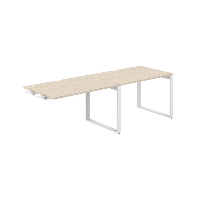 AG.197.AR.V.72.WH / Рабочая станция комбо s-b-s 2400х800х750 / профиль О-образный: 70х20 белый; столешница с вырезом; столешница: акация равелло