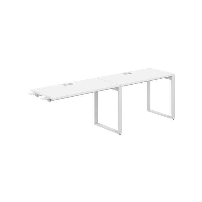 AG.191.WH.L.72.WH / Рабочая станция комбо s-b-s 2400х600х750 / профиль О-образный: 70х20 белый; лючок: серебро; столешница: белый