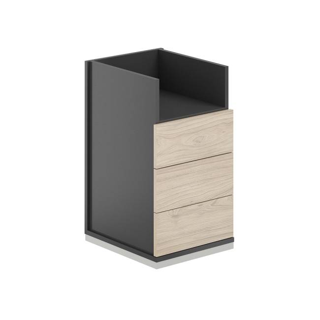 AG.283.AN.AR.AR / Тумба приставная 3 ящ. ЛДСП+ниша / корпус:антрацит, топ/дно:ак.равелло, фасады:ак.равелло