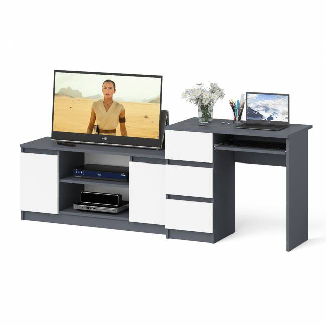 Стол компьютерный однотумбовый МС-6 левый с тумбой 1200-1 Мори цвет графит/белый