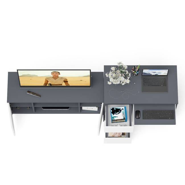 Стол компьютерный однотумбовый МС-6 левый с тумбой 1200-1 Мори цвет графит/белый