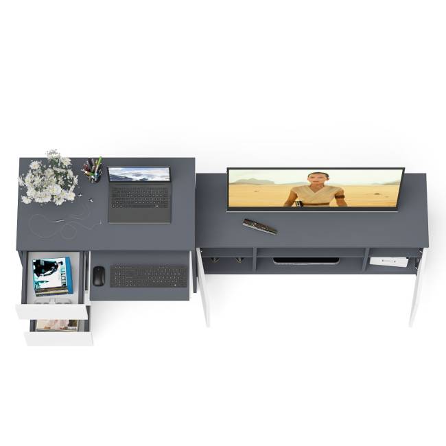 Стол компьютерный однотумбовый МС-6 левый с тумбой 1200-1 Мори цвет графит/белый