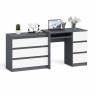 Компьютерный стол с тремя ящиками МС-6 правый с комодом на три ящика Мори цвет графит/белый