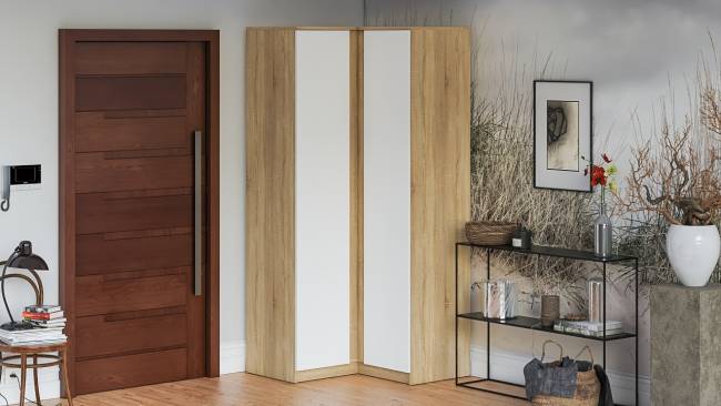 Угловой шкаф Мори МШУ960.1 цвет дуб сонома/белый