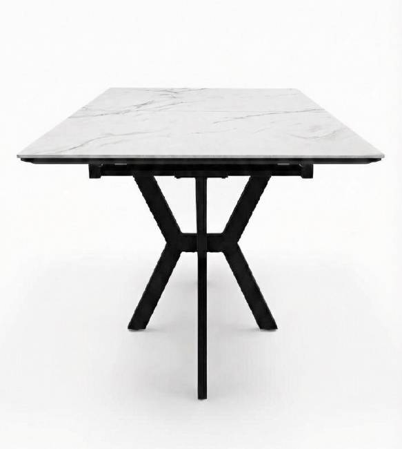 Стол DikLine DI100 Мрамор Кристал белый/опоры черные (2уп.)