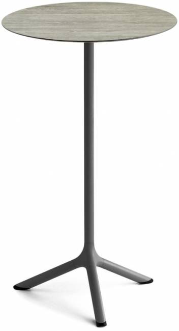 Стол ламинированный барный складной Tripe Folding антрацит, состаренный серый дуб Ø600х1100 мм