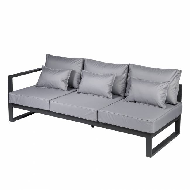 Диван садовый из алюминия трехместный левый с правым подлокотником Лагуна G401.9Е10 серый/антрацит