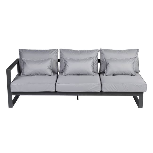 Диван садовый из алюминия трехместный левый с правым подлокотником Лагуна G401.9Е10 серый/антрацит