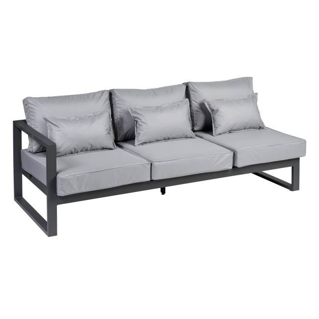 Диван садовый из алюминия трехместный левый с правым подлокотником Лагуна G401.9Е10 серый/антрацит