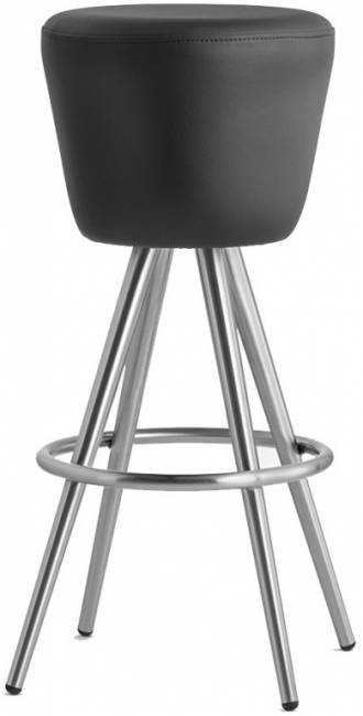 Табурет барный с обивкой Trilly сатинированный стальной, черный 350х350х775 мм