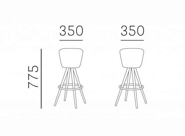 Табурет барный с обивкой Trilly сатинированный стальной, черный 350х350х775 мм