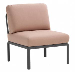 Модуль центральный пластиковый с подушками Komodo Elemento Centrale антрацит, розовый 720х780х880 мм