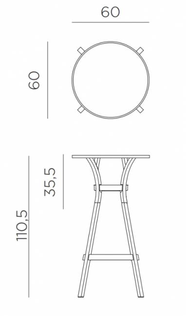 Стол пластиковый барный Combo High 60 базальт Ø600х1105 мм
