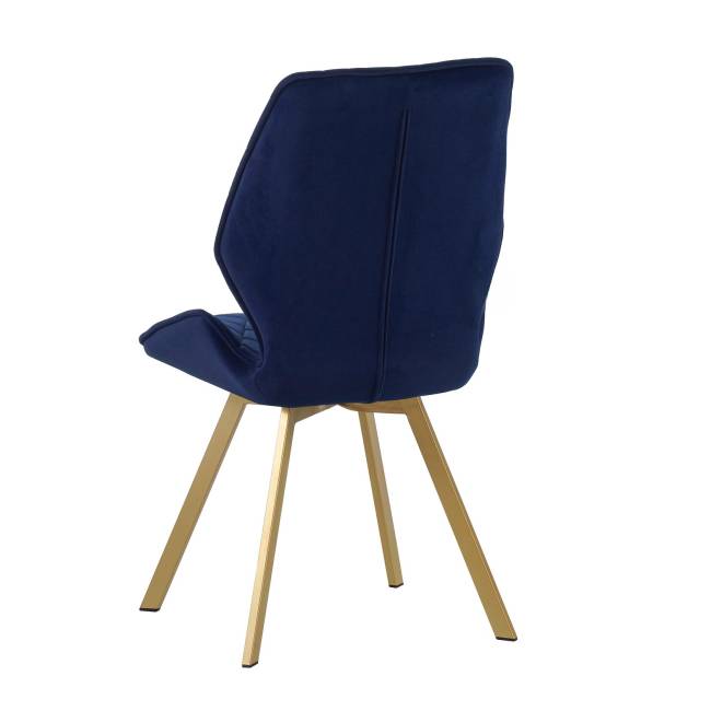 Стул Liam c поворотно-возвратным механизмом, cиний велюр/матовое золото