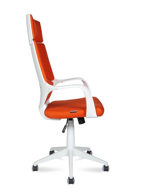 Кресло офисное / IQ / (White plastic orange) белый пластик /оранжевая ткань