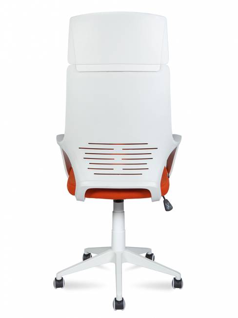 Кресло офисное / IQ / (White plastic orange) белый пластик /оранжевая ткань