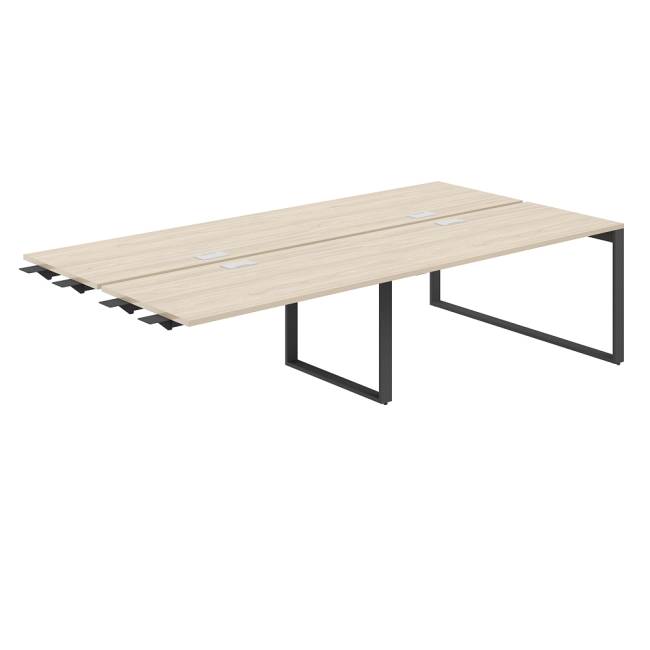 AG.164.AR.L.72.AN  / Рабочая станция комбо 2400х1438х750  / профиль О-образный: 70х20 антрацит; лючок: серебро; столешница: акация равелло