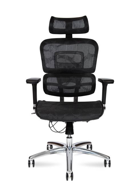 Кресло офисное / Крон алюминюм блэк / Kron aluminium black / черный пластик / черная сетка / алюминиевая база