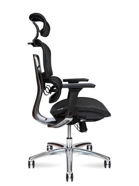 Кресло офисное / Крон алюминюм блэк / Kron aluminium black / черный пластик / черная сетка / алюминиевая база