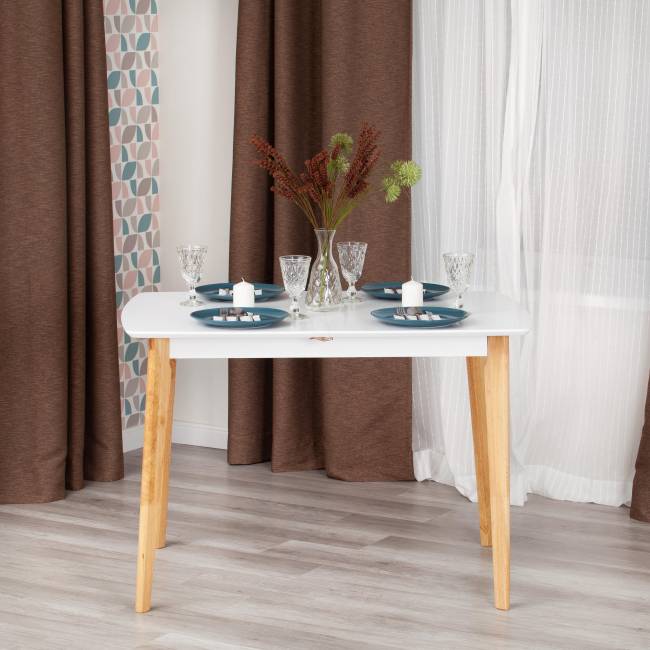 Стол обеденный раскладной Claire White (Белый) / Natural (натуральный) дерево гевея, МДФ