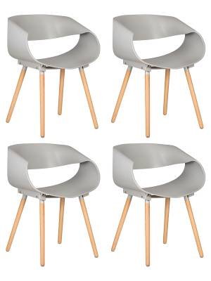 Набор 4 шт Стул обеденный DOBRIN ALIEN, ножки светлый бук, цвет светло-серый (GR-01)