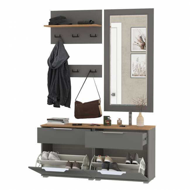 Октава Прихожая № 40 цвет серый графит/дуб крафт золотой