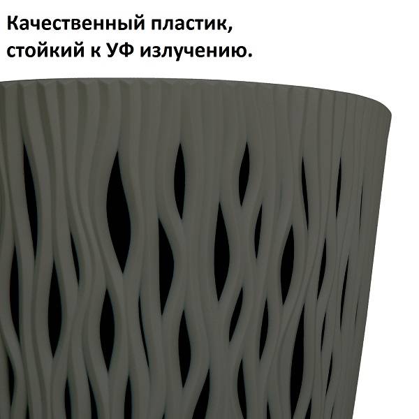 Кашпо для цветов SANDY ROUND DSR190-405U серый 2 предмета 3л Кашпо для цветов SANDY ROUND DSR190-405U серый 2 предмета 3л