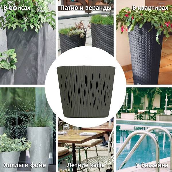 Кашпо для цветов SANDY ROUND DSR190-405U серый 2 предмета 3л Кашпо для цветов SANDY ROUND DSR190-405U серый 2 предмета 3л