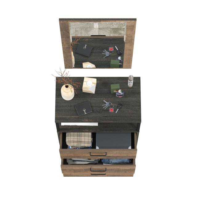 Комод с ящиками c зеркалом Трувор цвет дуб гранж песочный/интра