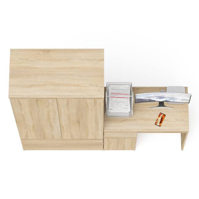 Шкаф-комод Мори МШ900 2 ящика и две дверки со столом компьютерным МС-1 левым Мори цвет дуб сонома