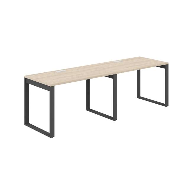 AG.174.AR.L.72.AN / Рабочая станция s-b-s 2400х700х750 / профиль О-образный: 70х20 антрацит; лючок: серебро; столешница: акация равелло