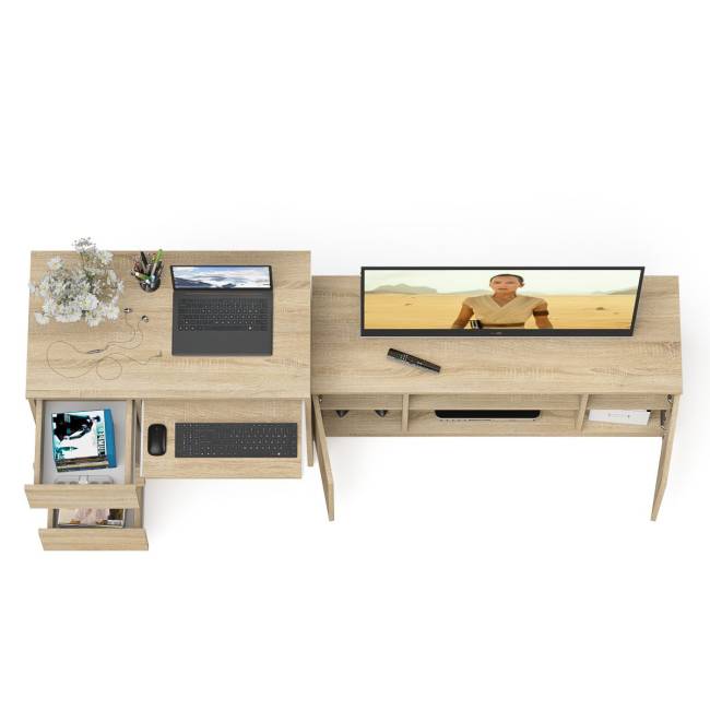Стол компьютерный однотумбовый МС-6 левый с тумбой 1200-1 Мори цвет дуб сонома