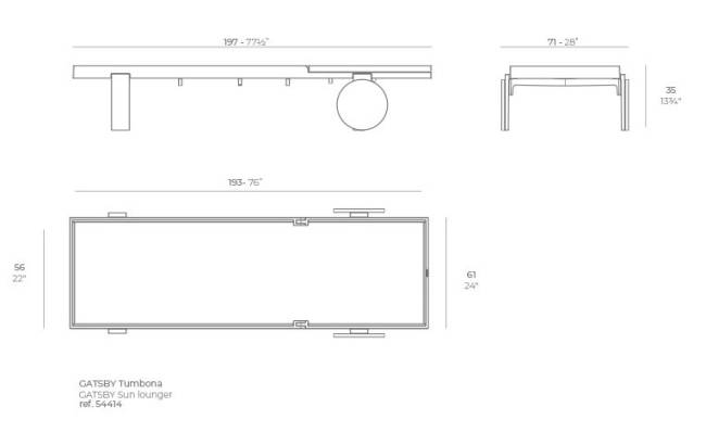 Лежак пластиковый Gatsby Basic тортора 1970х710х355 мм