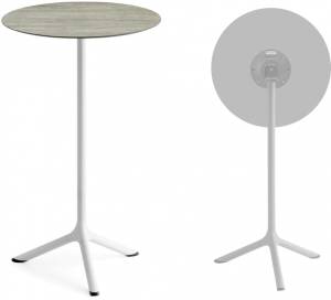 Стол ламинированный барный складной Tripe Folding белый, состаренный серый дуб Ø600х1100 мм