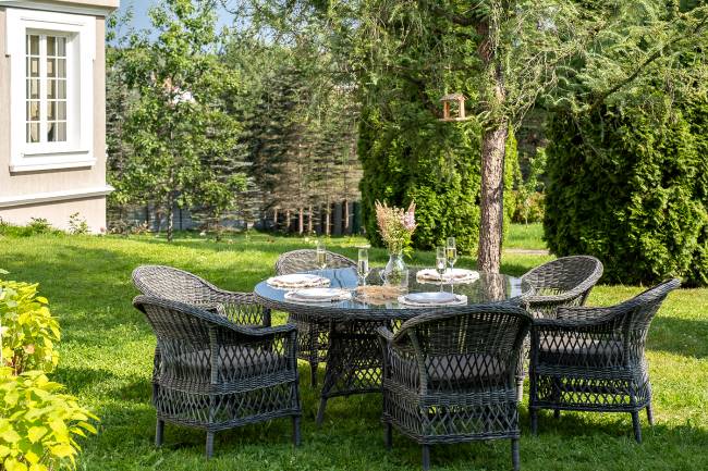 "Эспрессо - 150 S" обеденная группа плетеная, цвет графит