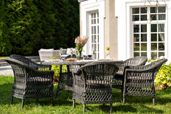 "Эспрессо - 150 S" обеденная группа плетеная, цвет графит