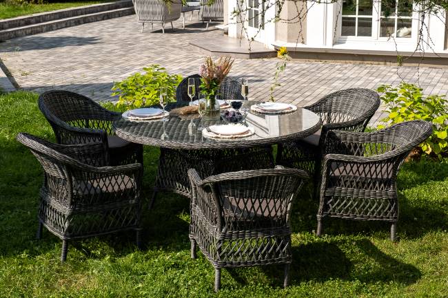 "Эспрессо - 150 S" обеденная группа плетеная, цвет графит