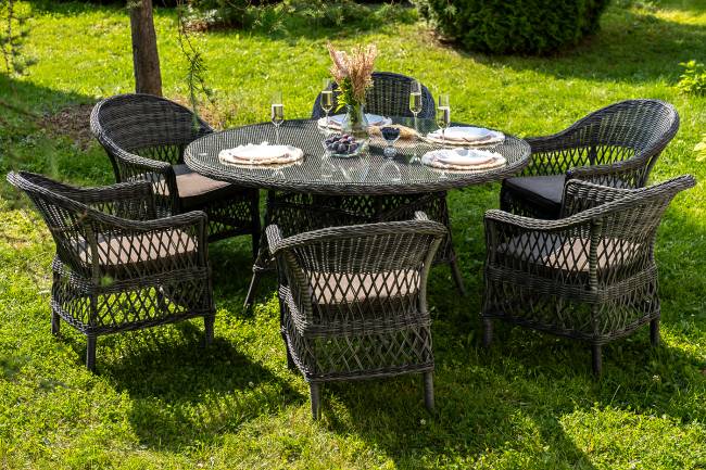 "Эспрессо - 150 S" обеденная группа плетеная, цвет графит