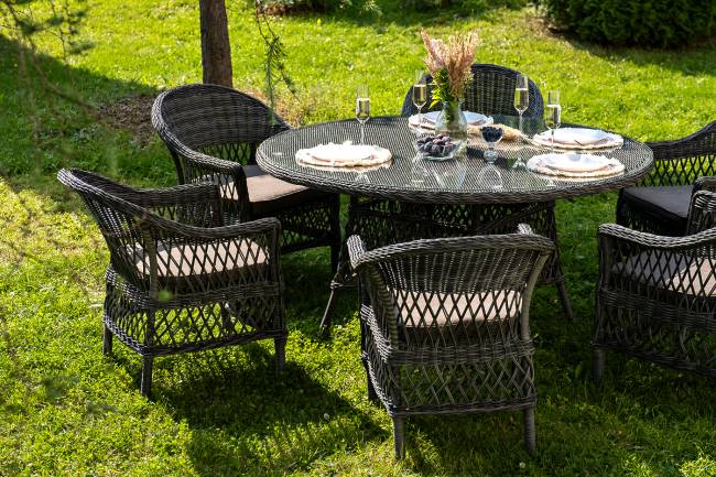 "Эспрессо - 150 S" обеденная группа плетеная, цвет графит