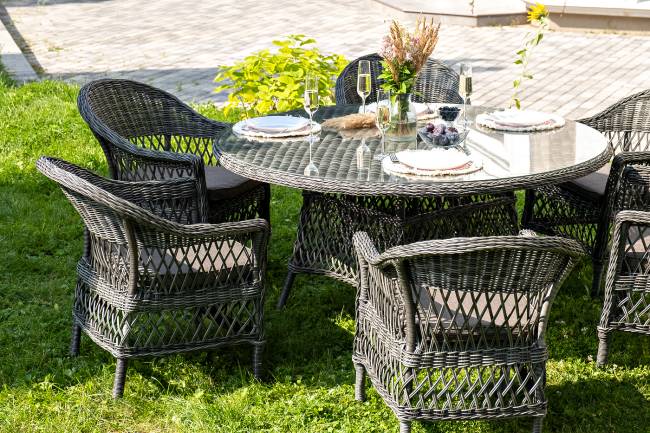 "Эспрессо - 150 S" обеденная группа плетеная, цвет графит