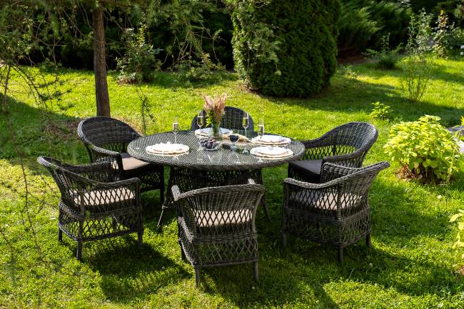 "Эспрессо - 150 S" обеденная группа плетеная, цвет графит