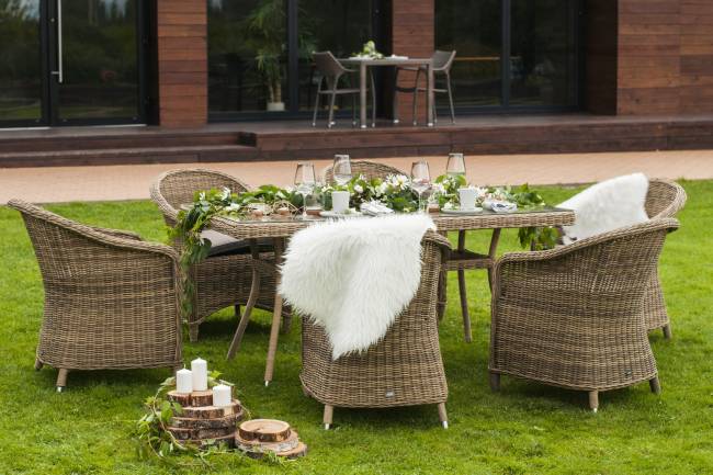 "Эспрессо" обеденная группа плетеная, цвет соломенный "Эспрессо" обеденная группа плетеная, цвет соломенный