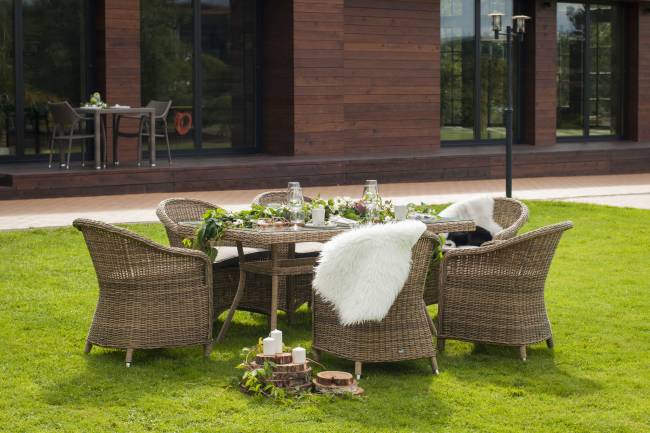 "Эспрессо" обеденная группа плетеная, цвет соломенный "Эспрессо" обеденная группа плетеная, цвет соломенный