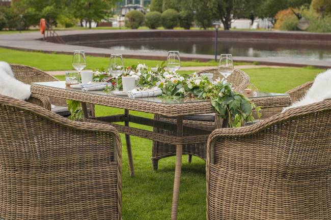 "Эспрессо" обеденная группа плетеная, цвет соломенный "Эспрессо" обеденная группа плетеная, цвет соломенный