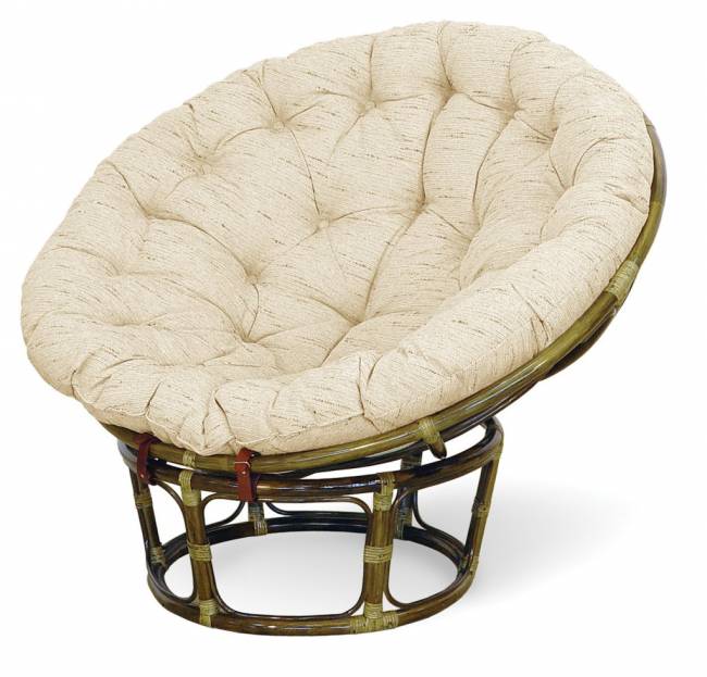 Кресло "PAPASAN" олива белая подушка