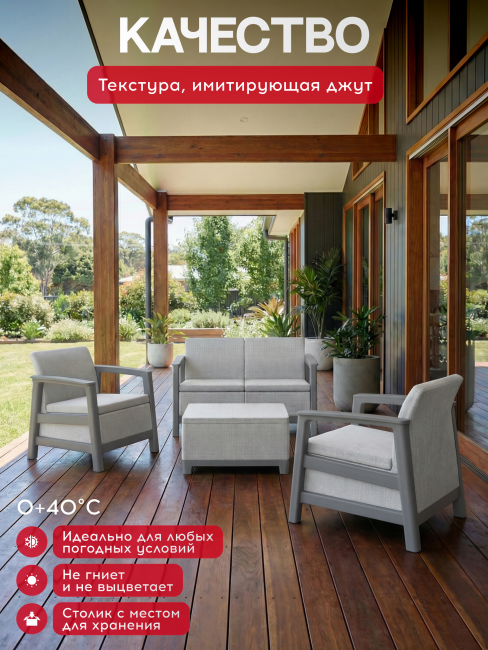 Комплект мебели Сканди (Scandi Linea 2 Seater Set) пепельно серый